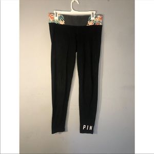 PINK floral yoga leggings